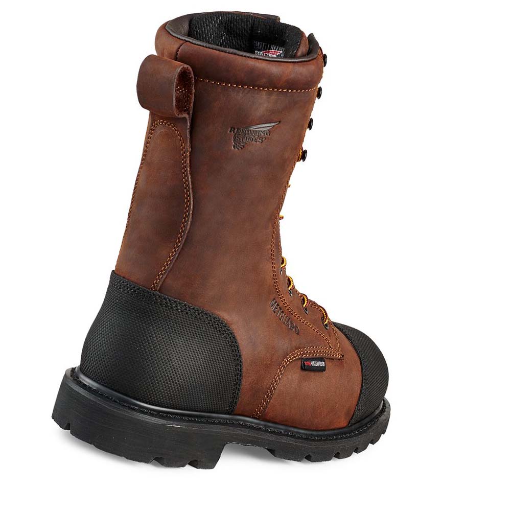 Red Wing 10-inch Insulated, Safety Toe Metguard Men's Waterproof Boots Brown | ZA 417SGL